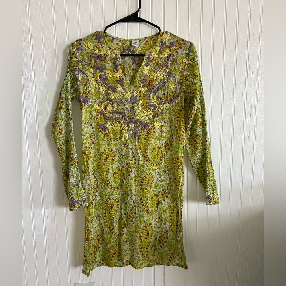 Floral Paisley Long Sleeve Cover Up